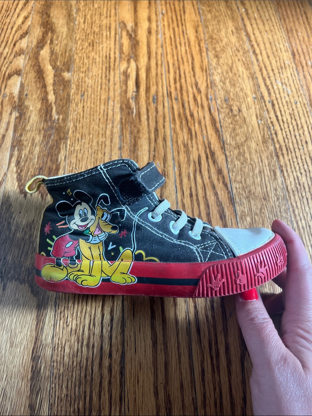Disney Black and Red Mickey & Pluto High-Top Kids Sneaker